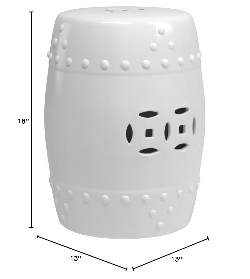 White Ceramic Garden Stool B6836