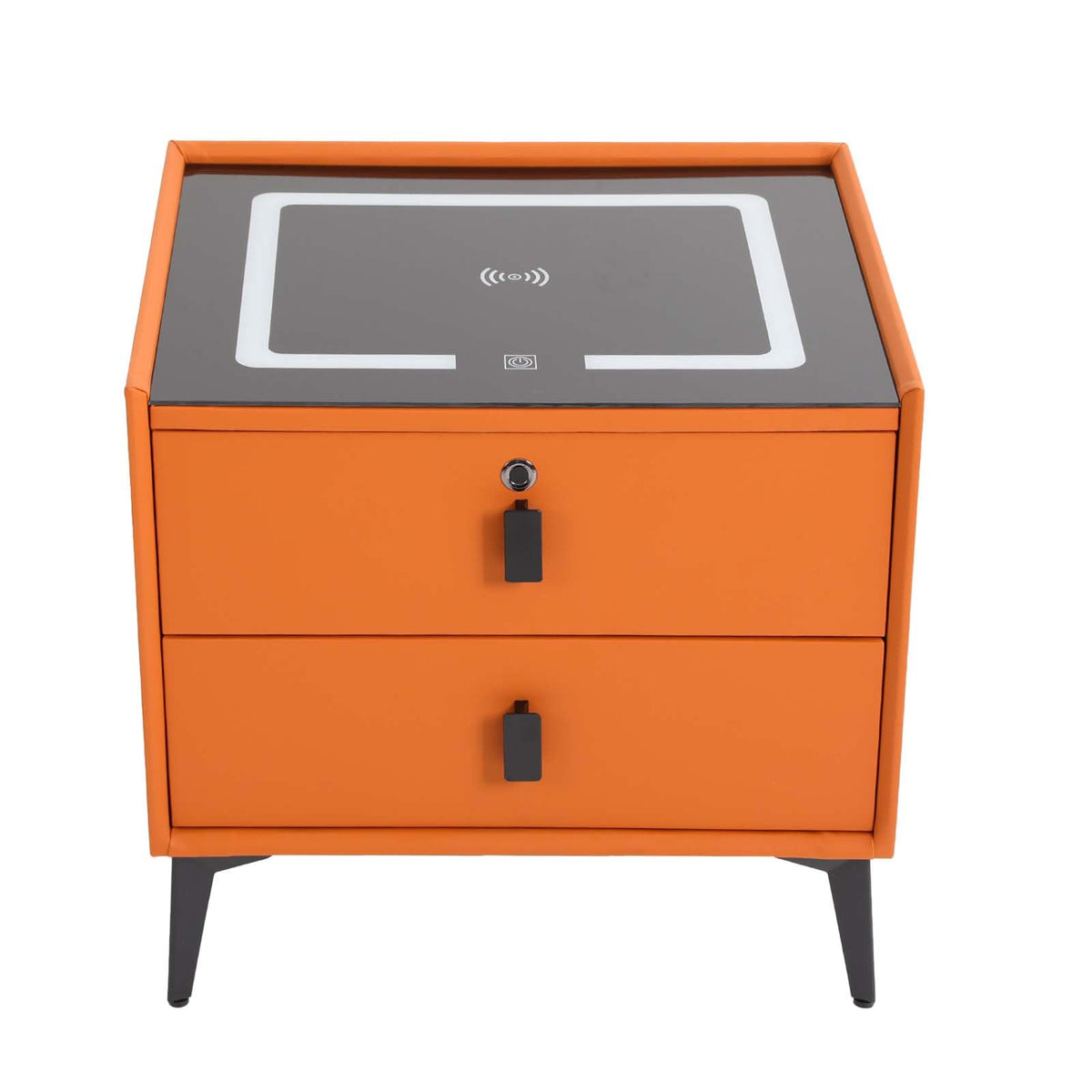 Wooden Nightstand with Fingerprint Lock Drawer and 2 Drawers Z72282