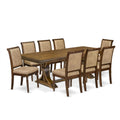 9-Piece Acacia Dining Set with 8 Upholstered Chairs X9063