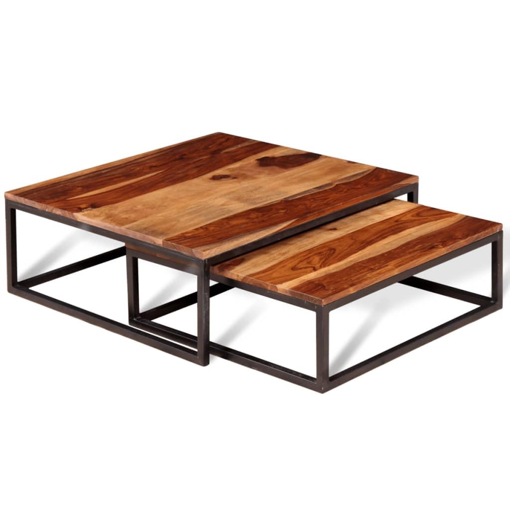 Two Piece Nesting Solid Sheesham Wood Coffee Table Set P520299
