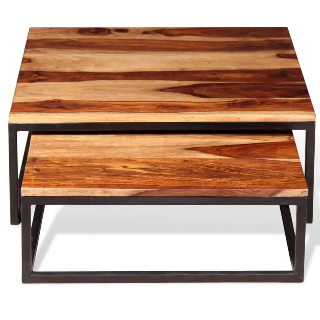 Two Piece Nesting Solid Sheesham Wood Coffee Table Set P520299