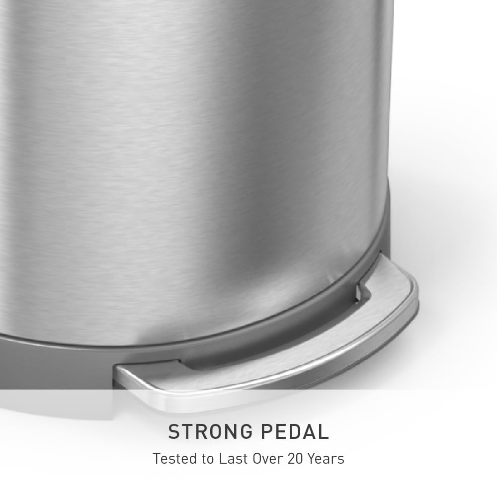 60L Brushed Stainless Steel Step Trash Can J60460