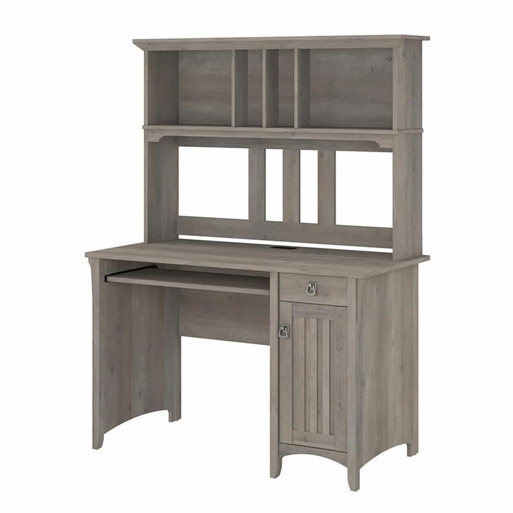 Small Computer Desk with Hutch, Driftwood Gray W5810