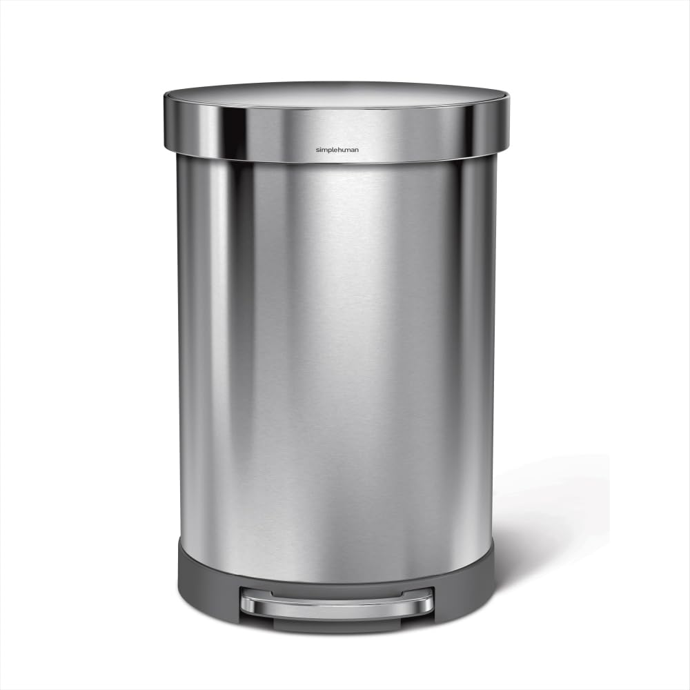 60L Brushed Stainless Steel Step Trash Can J60460