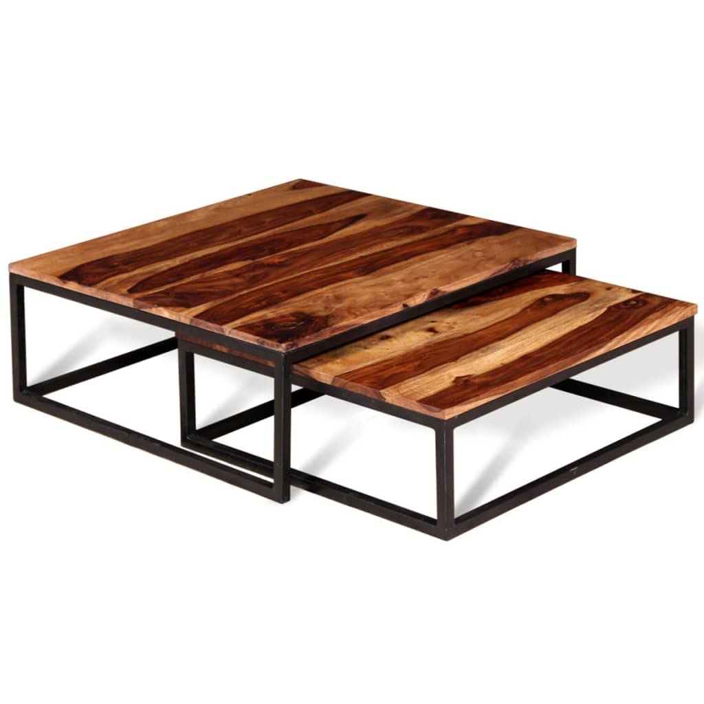 Two Piece Nesting Solid Sheesham Wood Coffee Table Set P520299
