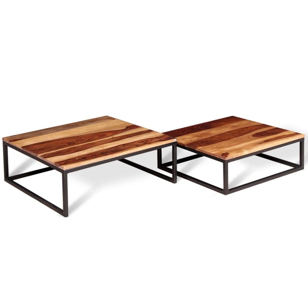 Two Piece Nesting Solid Sheesham Wood Coffee Table Set P520299