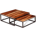 Two Piece Nesting Solid Sheesham Wood Coffee Table Set P520299