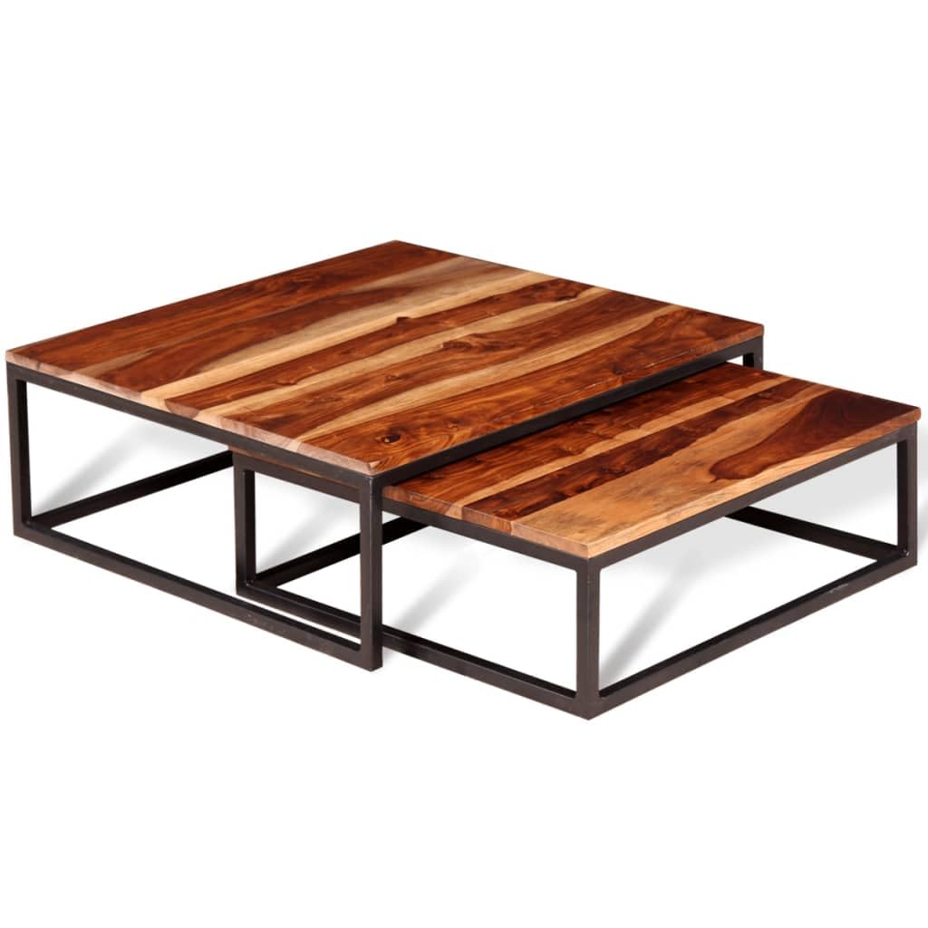 Two Piece Nesting Solid Sheesham Wood Coffee Table Set P520299