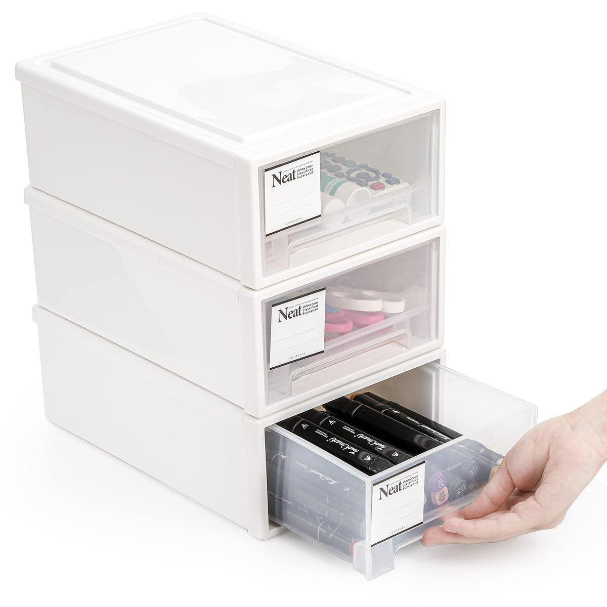 3 Pack Plastic Stackable Storage Drawers V942869