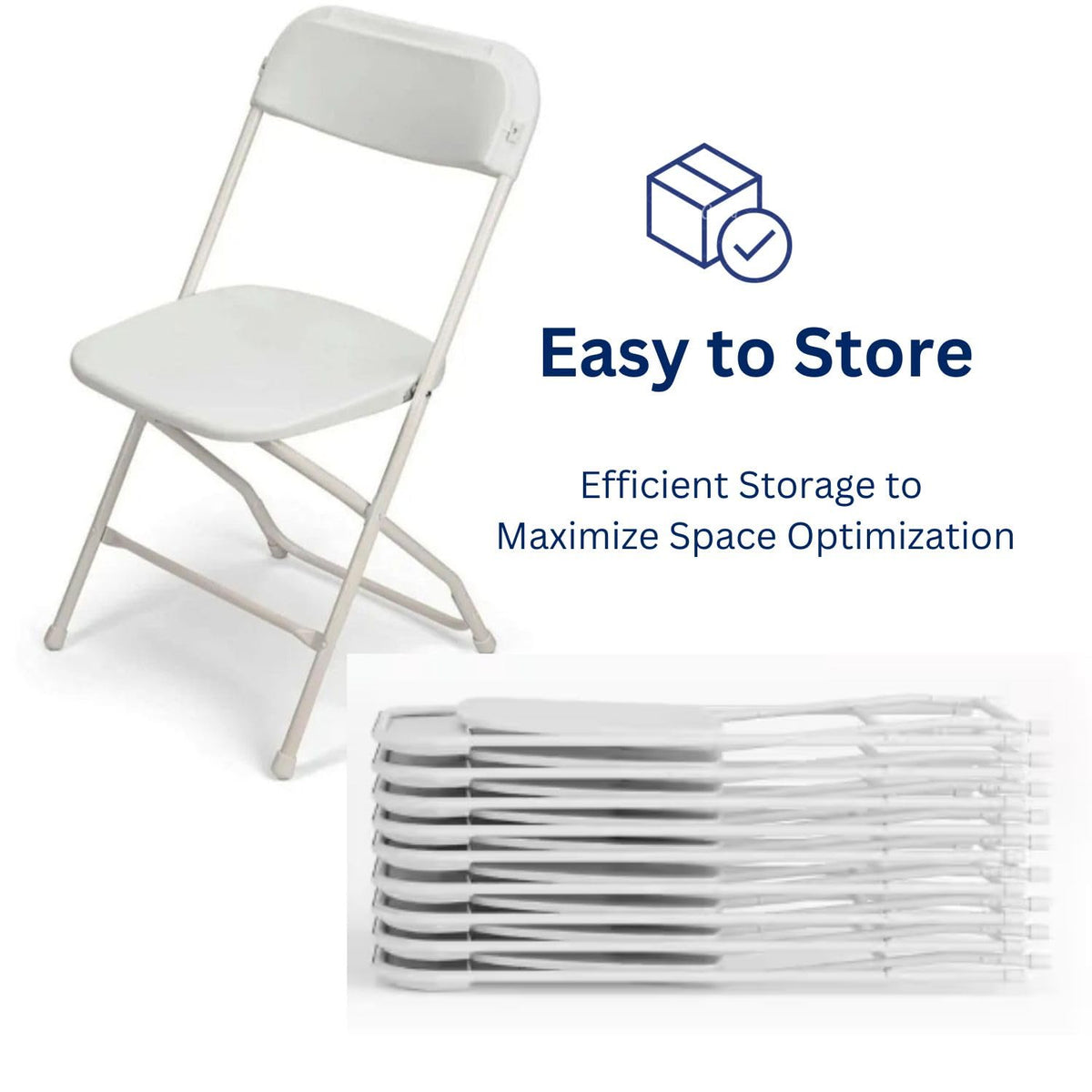 White 10-Pack Plastic Folding Chairs 650 lb Capacity T917