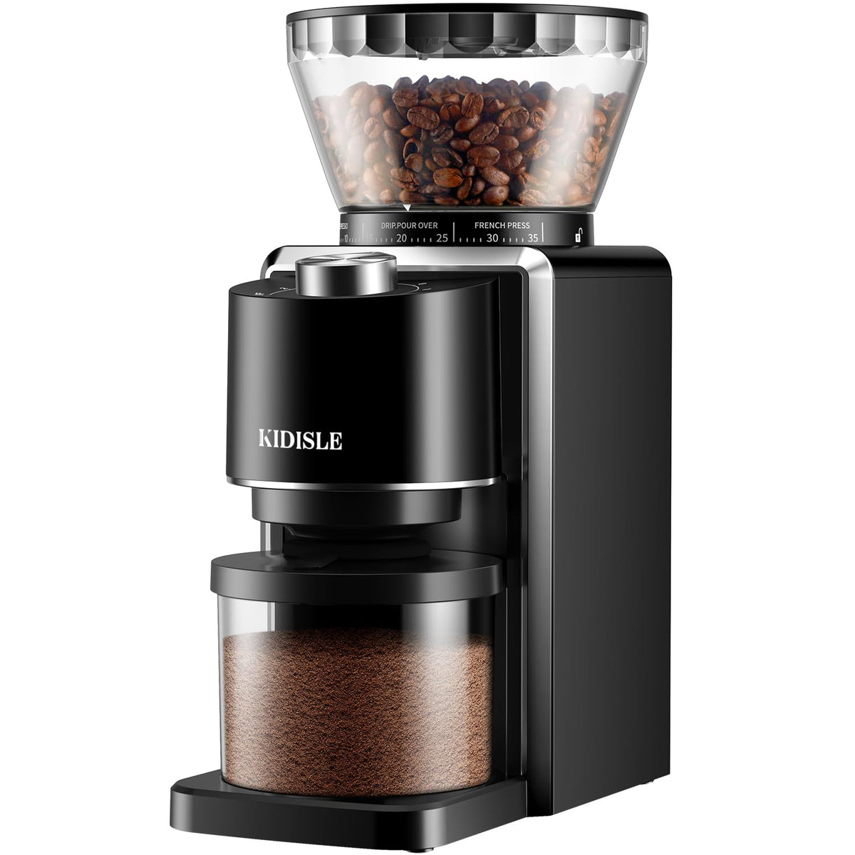 Conical Burr Coffee Bean Grinder, 35 Settings, Anti-Static, Black Y6502
