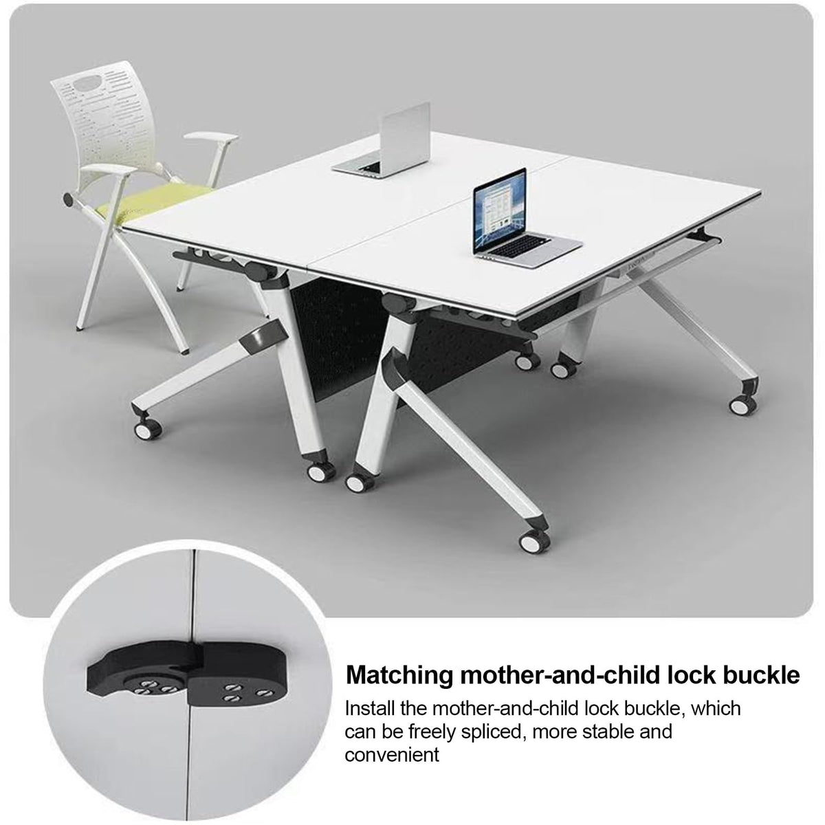 Folding Conference Table with Silent Wheels 120-180cm N875161