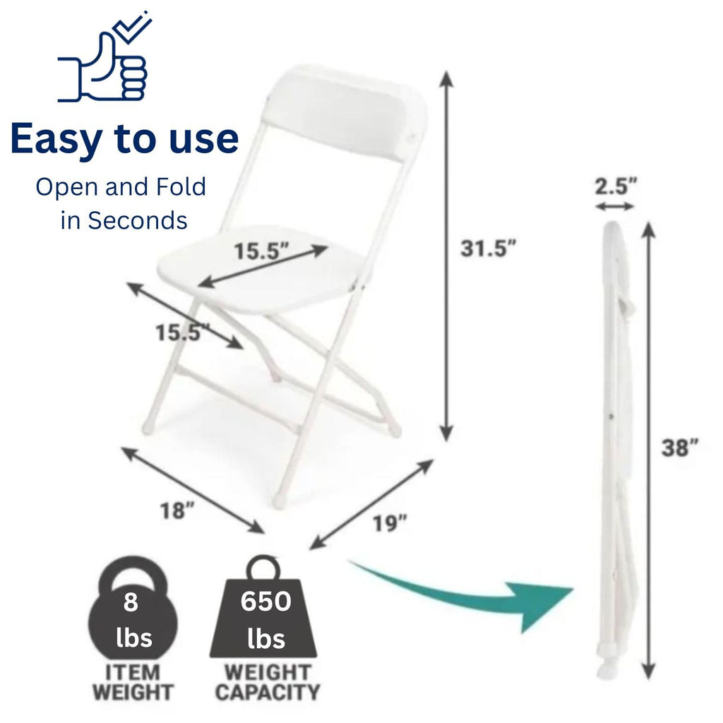 White 10-Pack Plastic Folding Chairs 650 lb Capacity T917