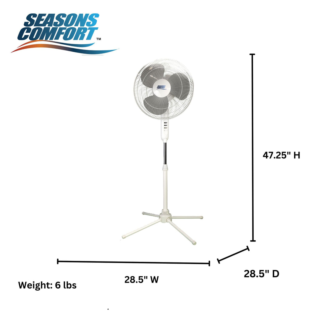 16 Inch Oscillating Pedestal Fan White 3 Speeds Adjustable Height D504959