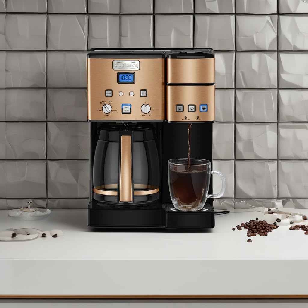 Single Serve + 12 Cup Stainless Steel Coffee Maker B40854