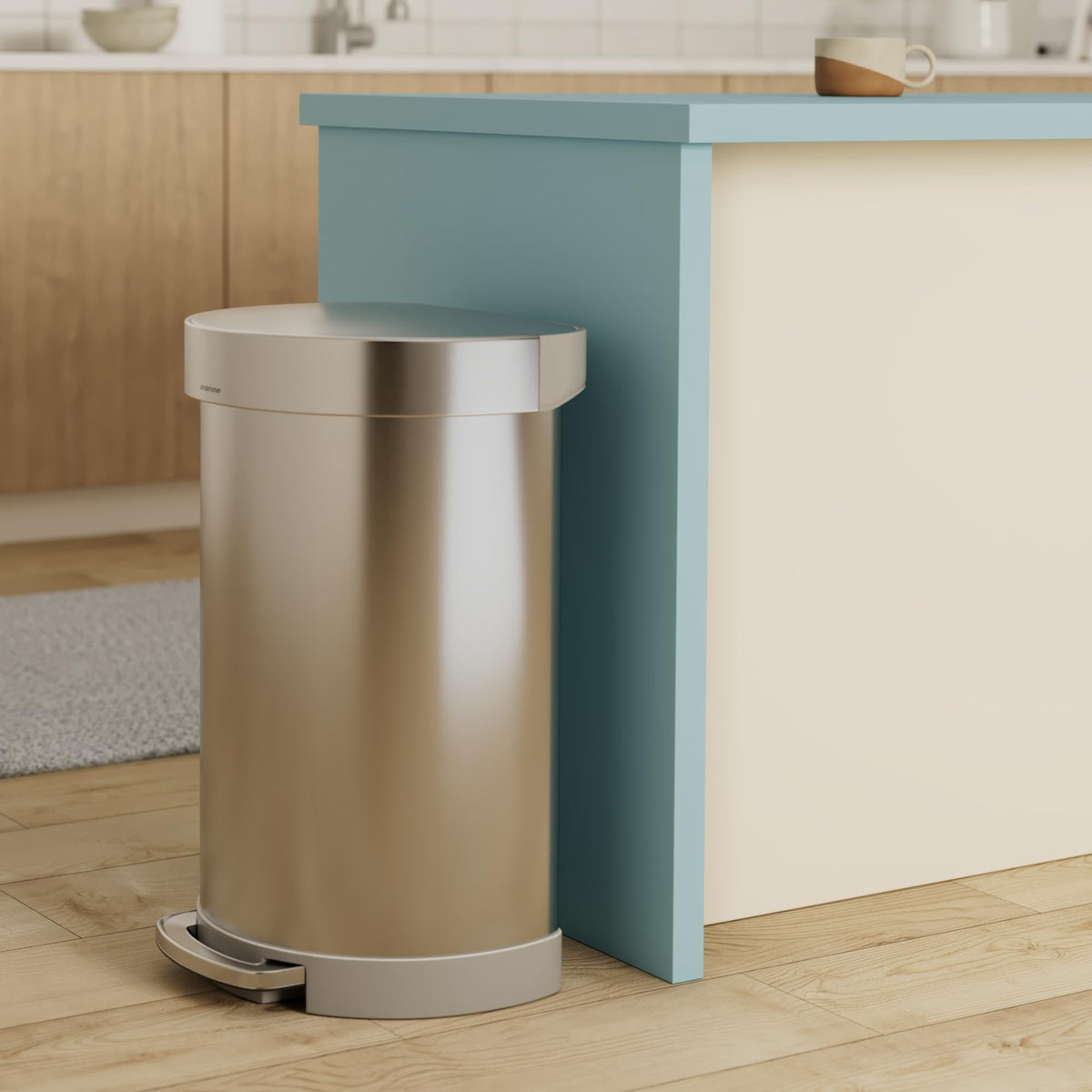 60L Brushed Stainless Steel Step Trash Can J60460