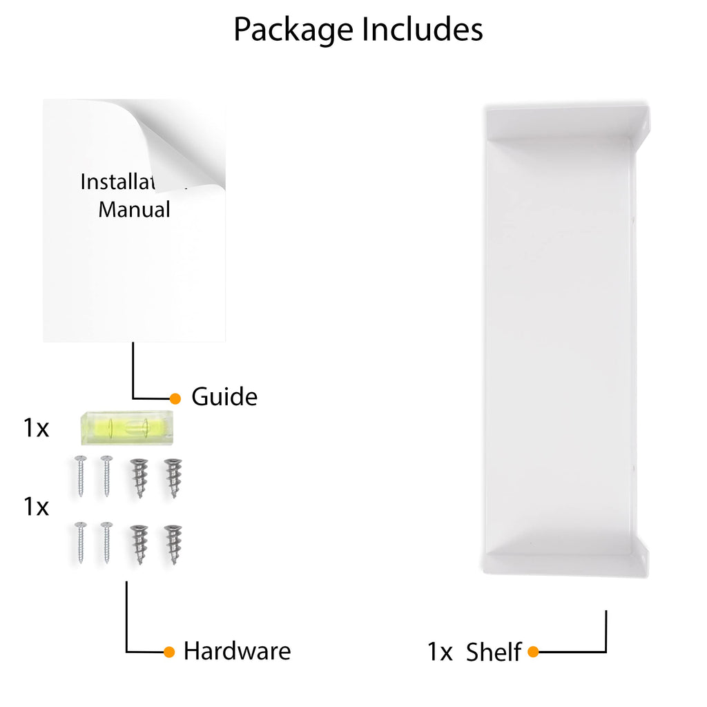 White Metal U Shape Wall Mountable Bookshelf L55959