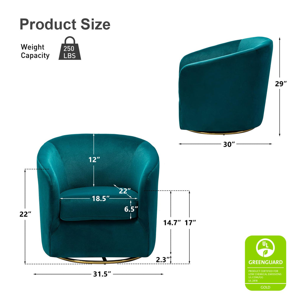 Set of 2 Velvet Swivel Barrel Chair F696251