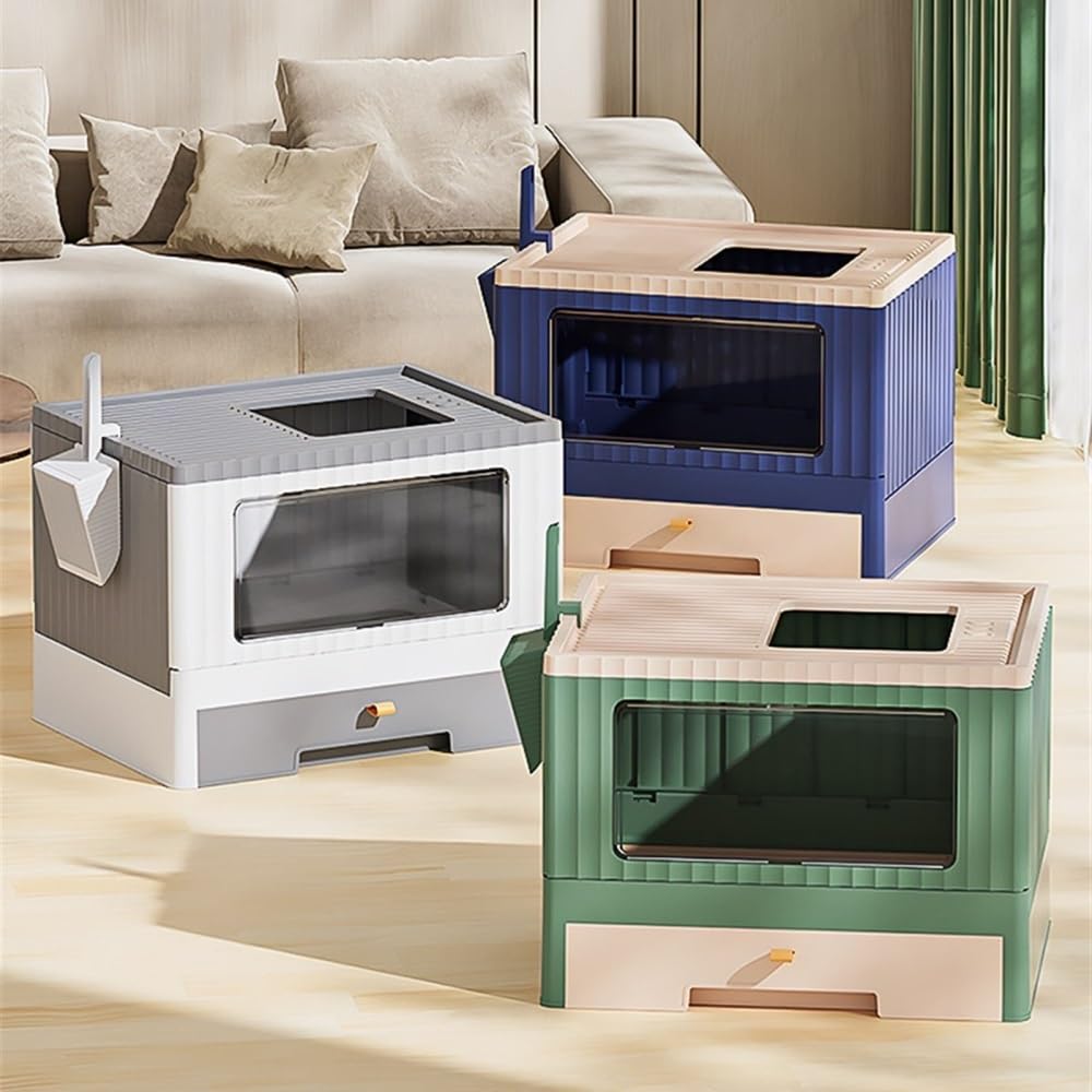 Foldable Cat Litter Box with Lid & Scoop F140867