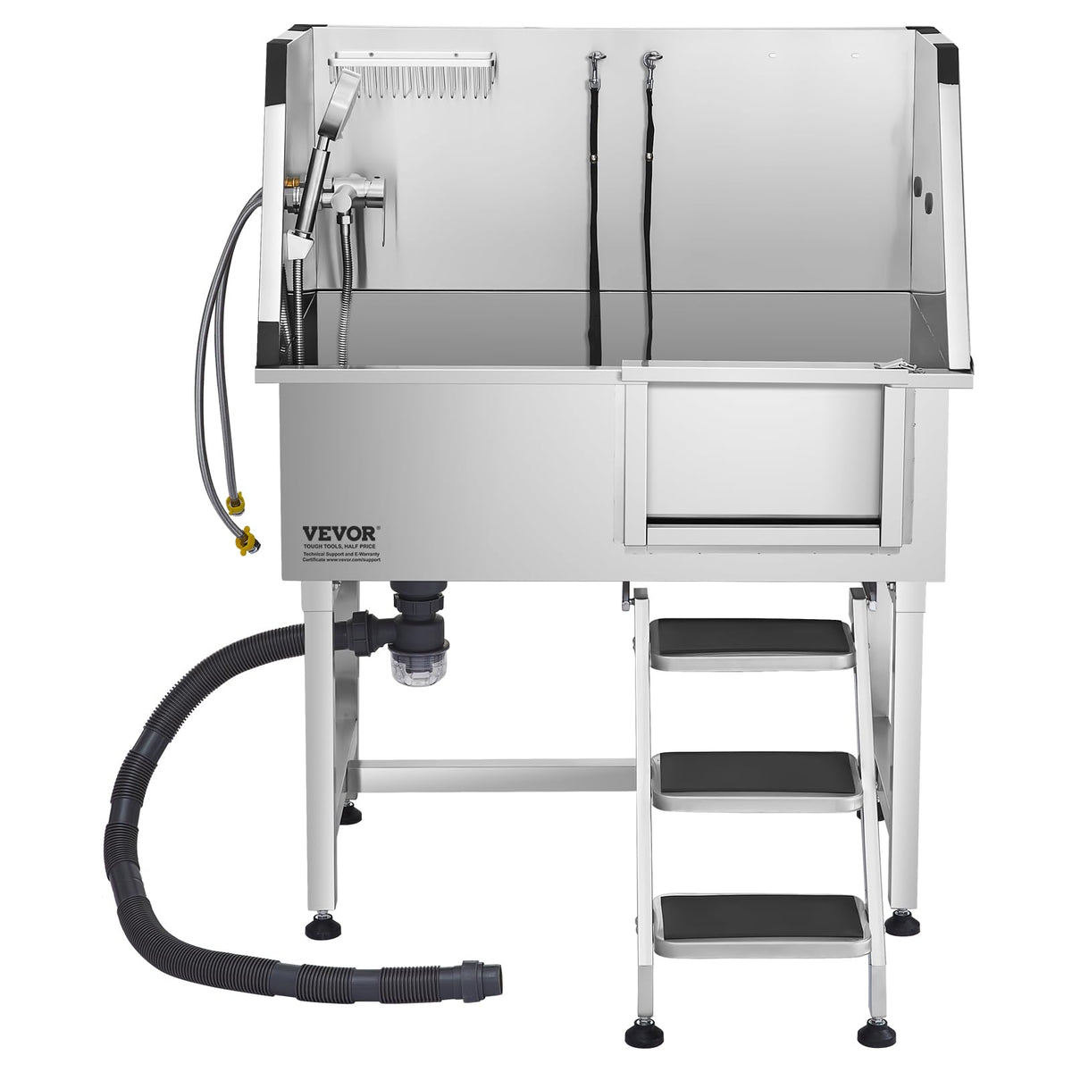 38 Inch Stainless Steel Dog Washing Station with Hot & Cold Faucet Q40013