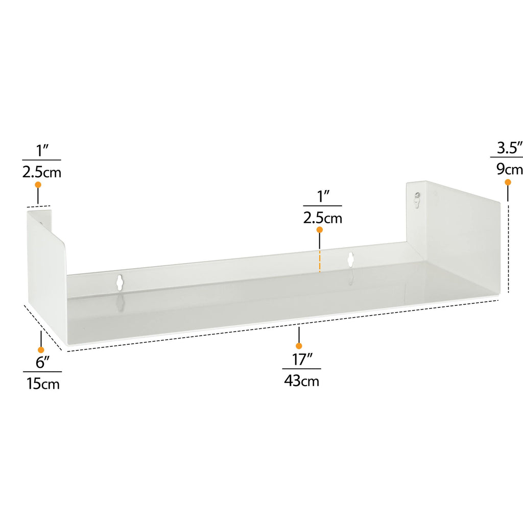 White Metal U Shape Wall Mountable Bookshelf L55959