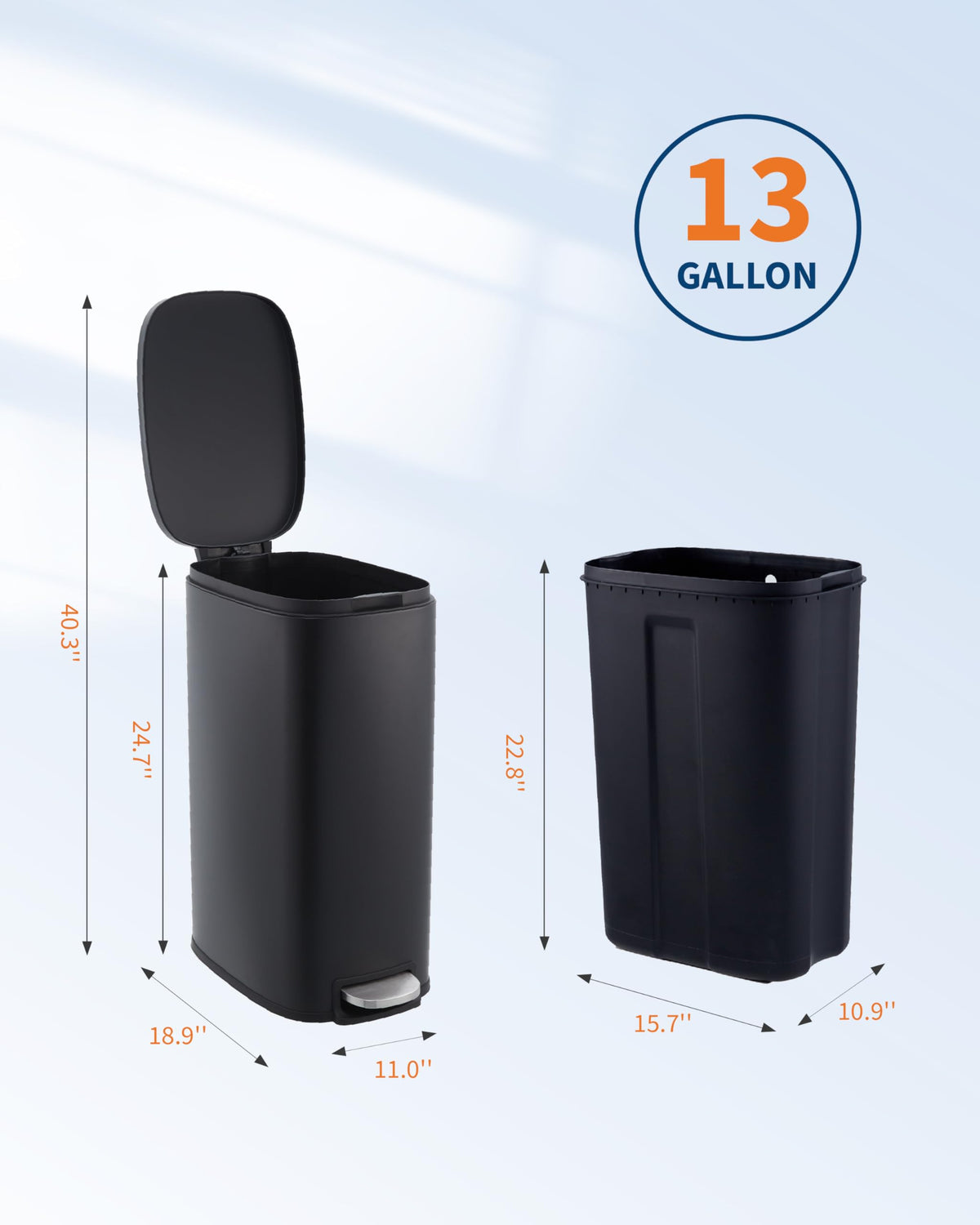 13.2 gal Slim Step Trash Can O2409