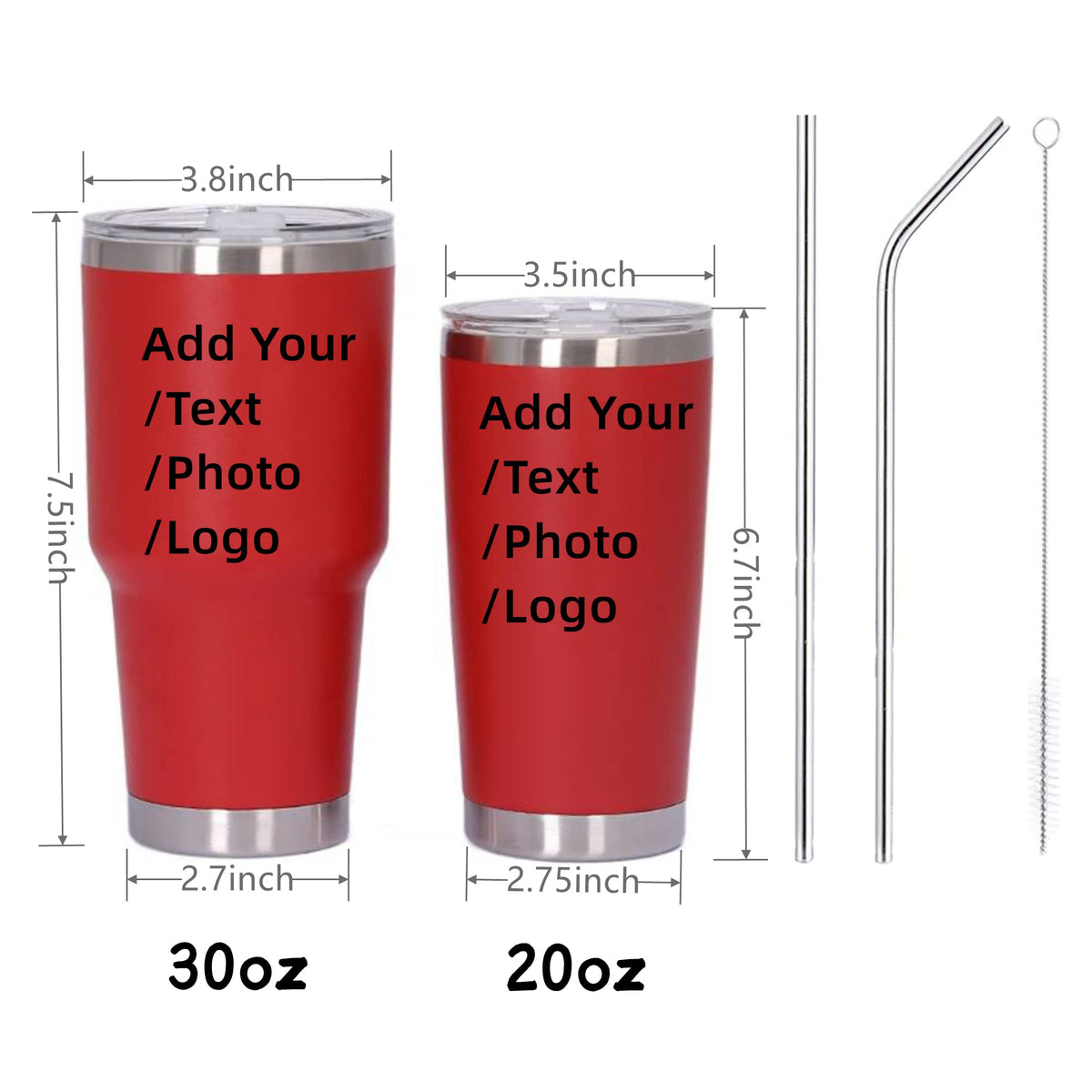 20oz/30oz Stainless Steel Tumbler with Lid & Straw S665813