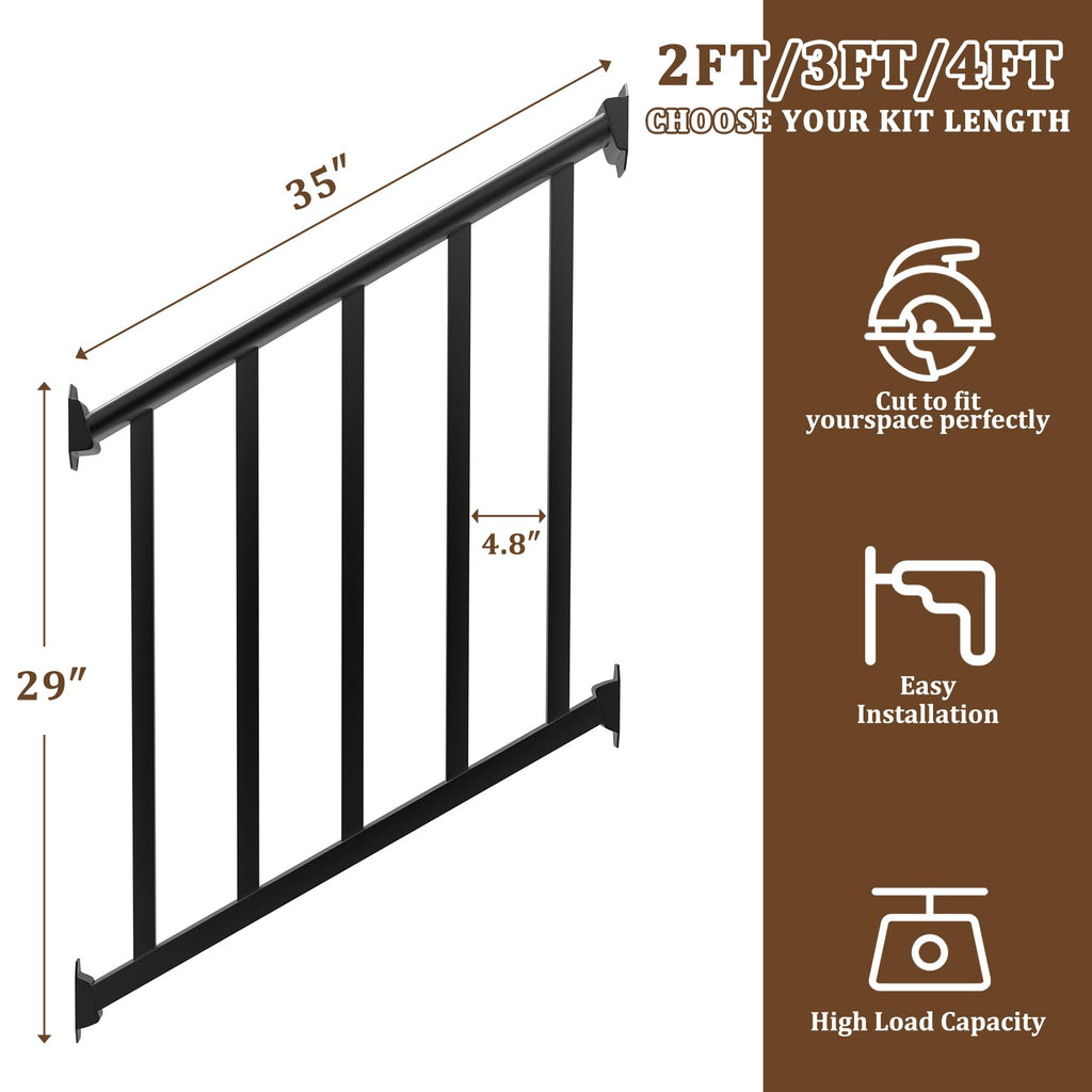 Black 3 Ft W Deck Railing Kit with Screws B1717
