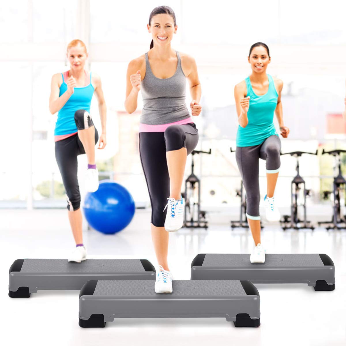 35" Height-Adjustable Non-Slip Aerobic Step Platform V107
