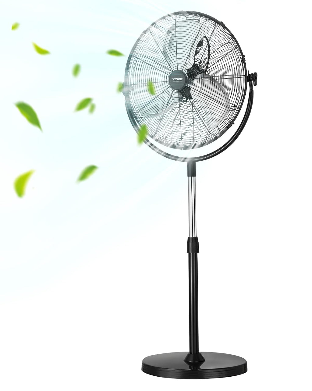 18 Inch Adjustable Height Standing Fan with 3 Speeds, Black Z793