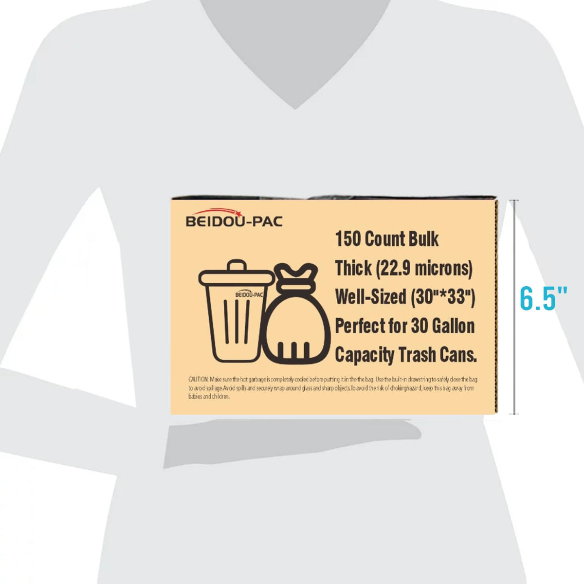 30 Gallon Drawstring Trash Bags, 150 Count Black Heavy Duty P7766
