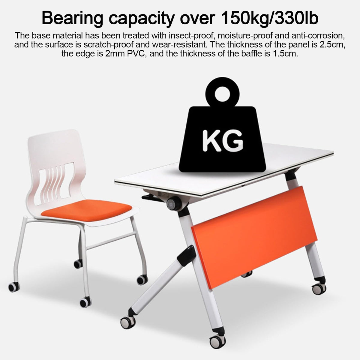 Folding Conference Table with Silent Wheels 120-180cm N875161