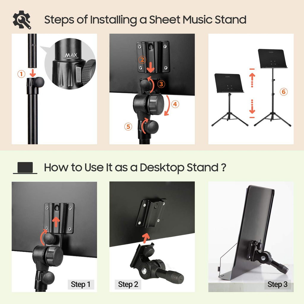 Adjustable Black Sheet Music Stand G8096