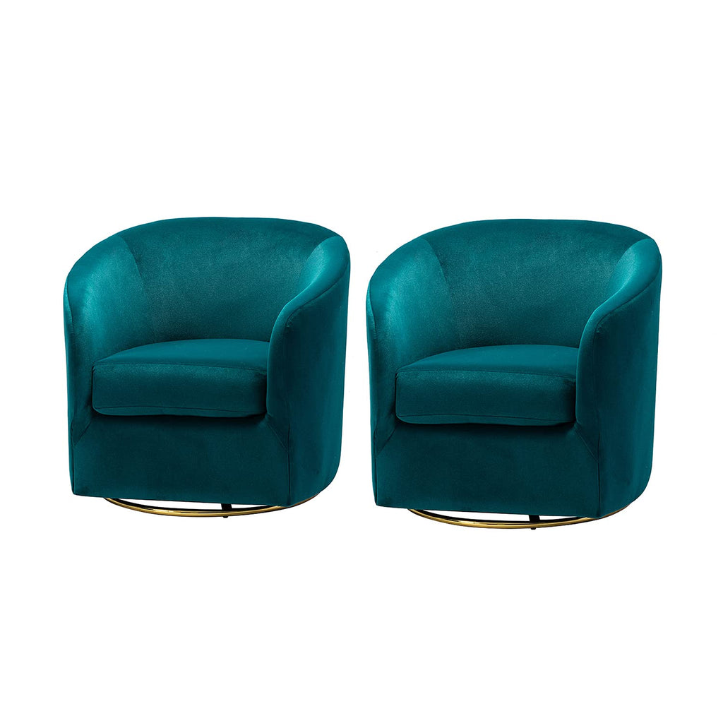 Set of 2 Velvet Swivel Barrel Chair F696251