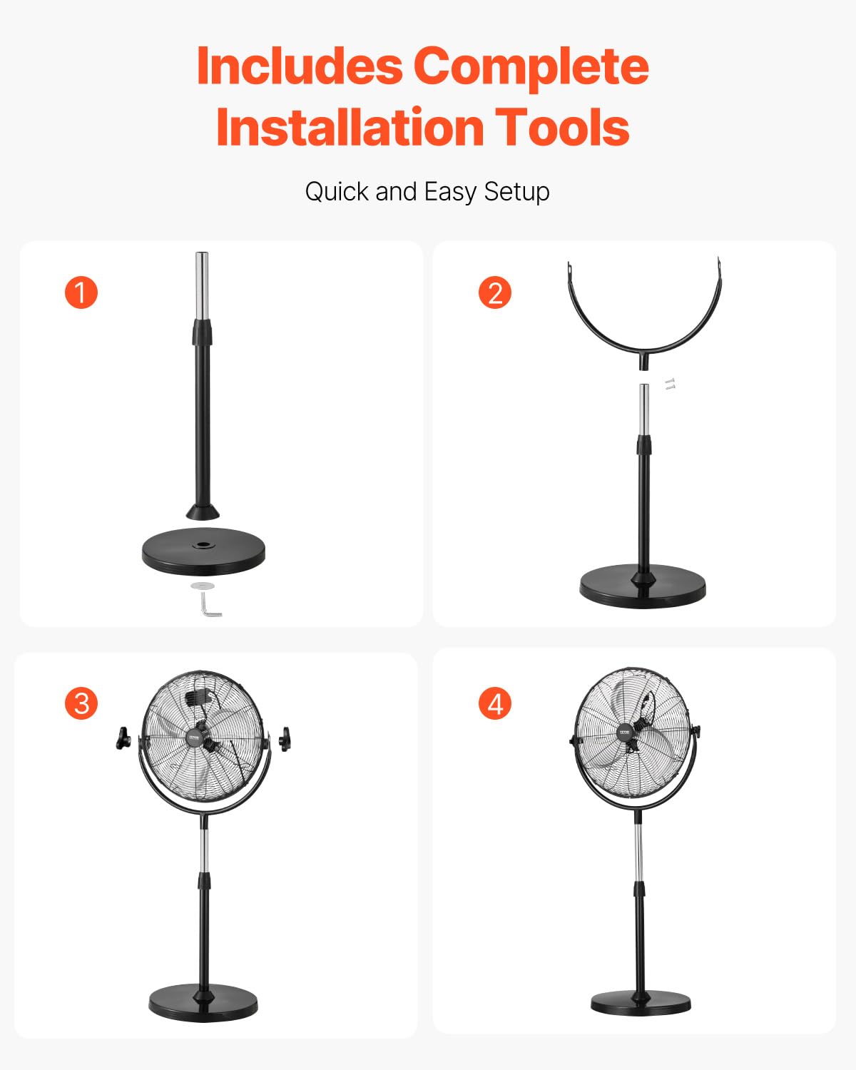 18 Inch Adjustable Height Standing Fan with 3 Speeds, Black Z793