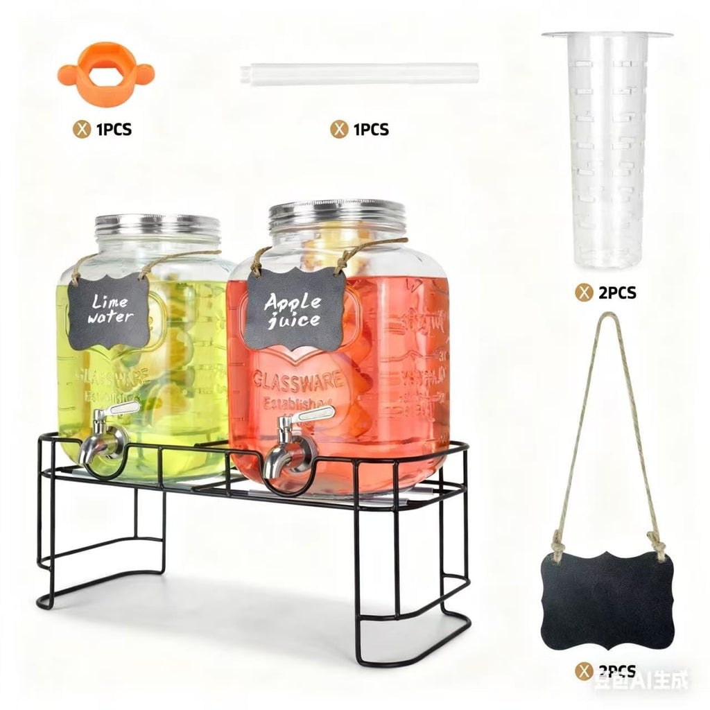 1 Gallon Glass Drink Dispenser with Stand and Spigot N8261