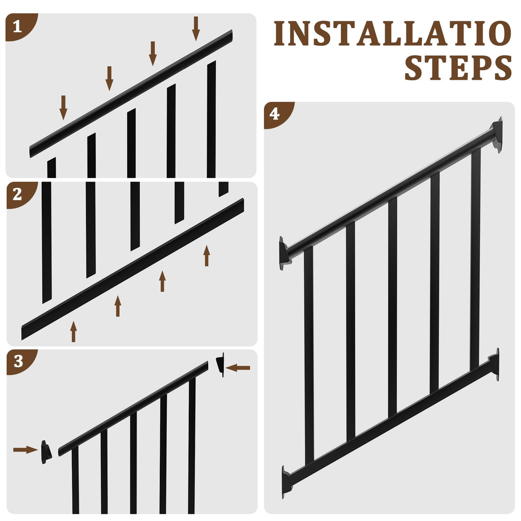 Black 3 Ft W Deck Railing Kit with Screws B1717