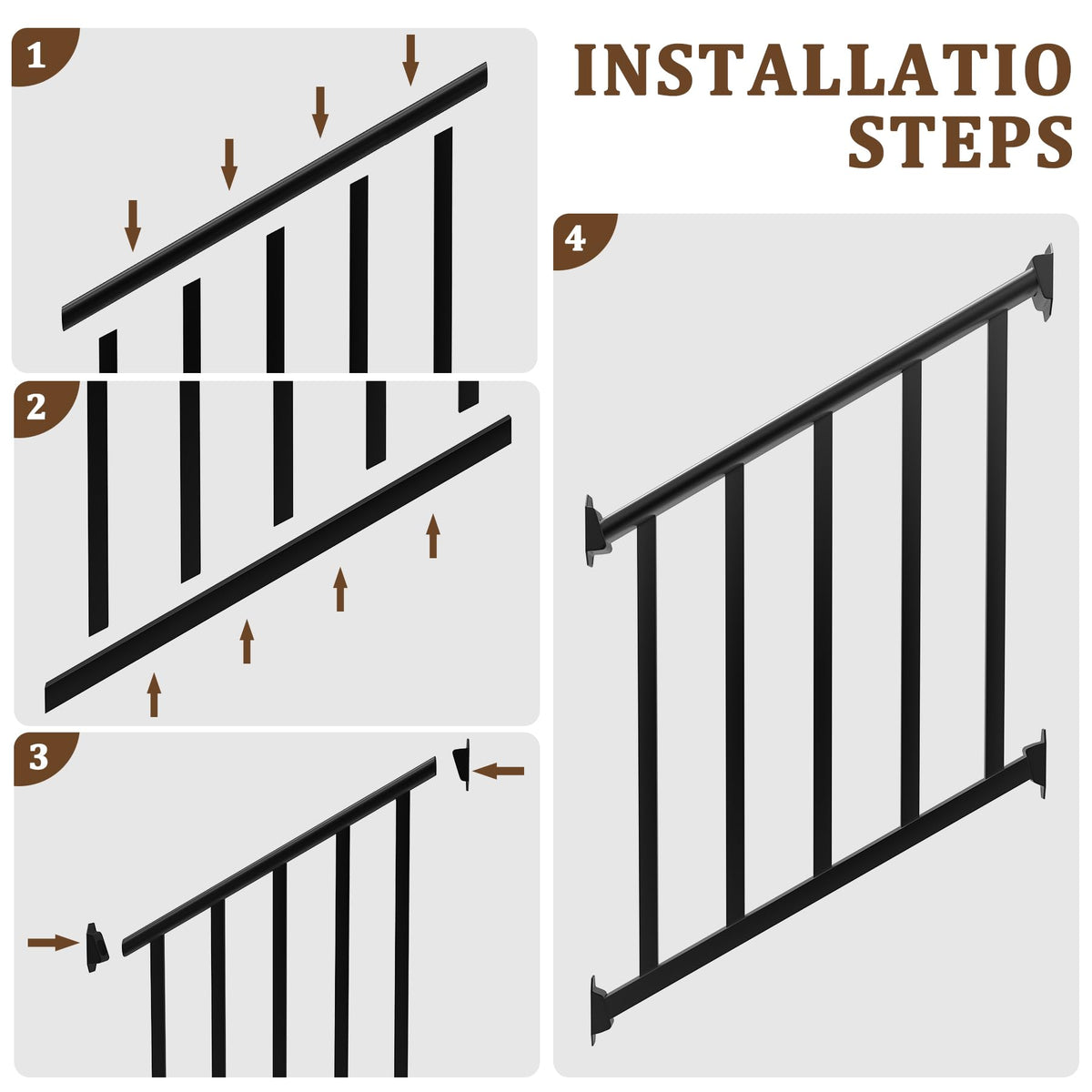 Black 3 Ft W Deck Railing Kit with Screws B1717