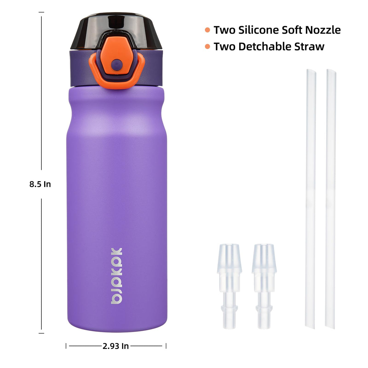 18 oz Insulated Stainless Water Bottle with Straw & Handle U14351