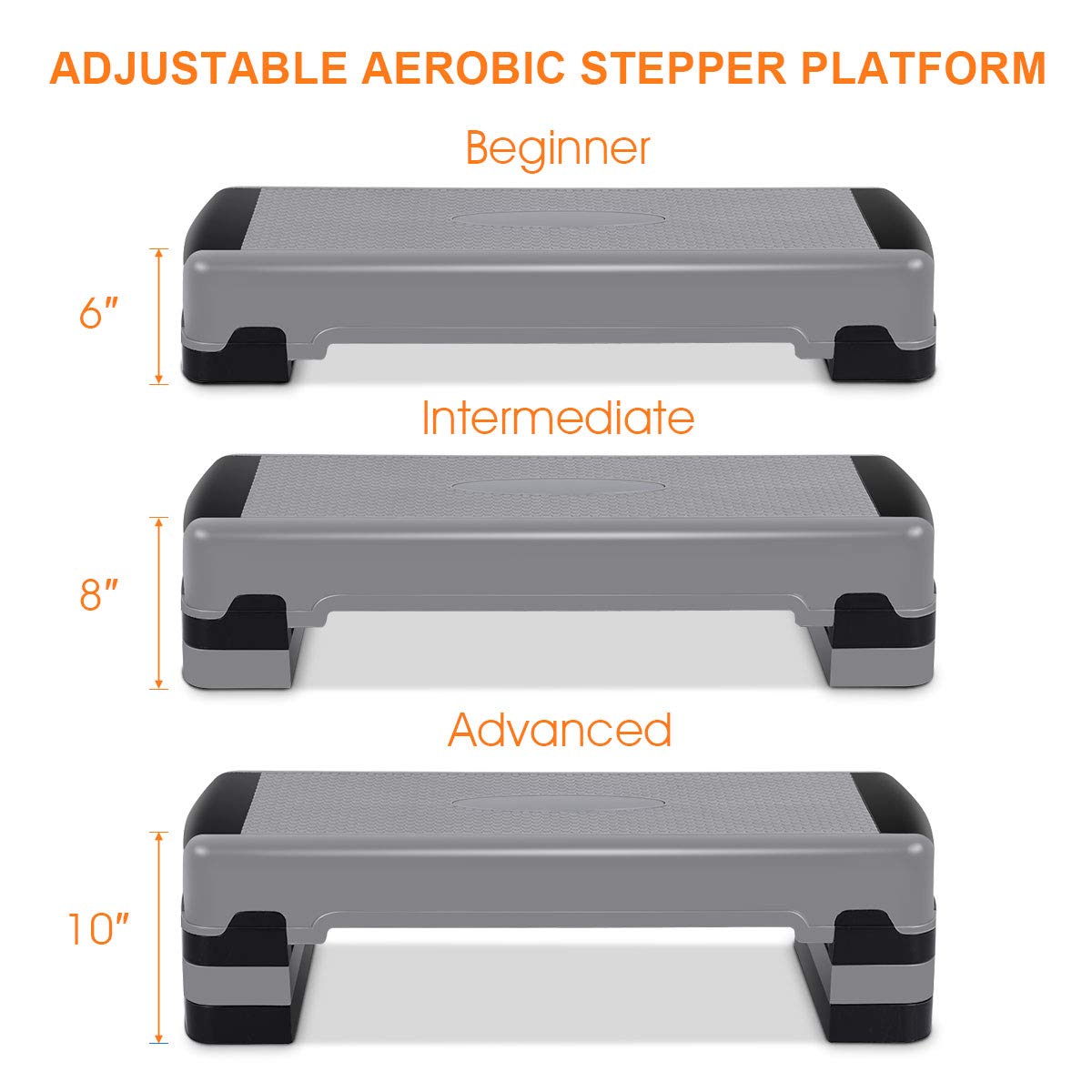 35" Height-Adjustable Non-Slip Aerobic Step Platform V107