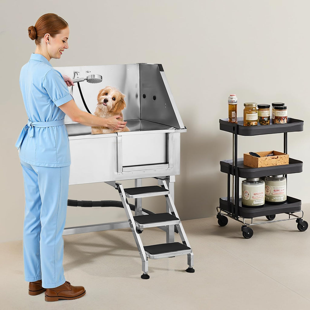 38 Inch Stainless Steel Dog Washing Station with Hot & Cold Faucet Q40013