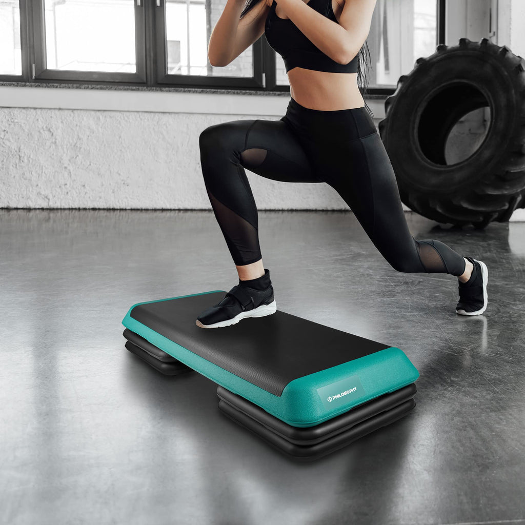 Adjustable Aerobic Exercise Step Platform with 4 Risers A383664