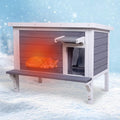 Weatherproof Outdoor Cat House with Elevated Floor U63387