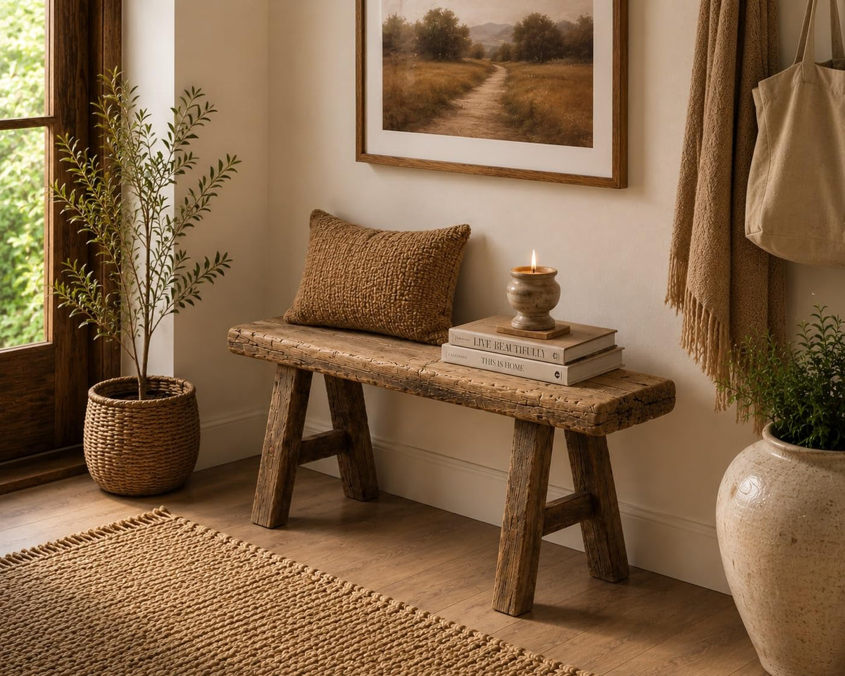 Handmade Wooden Entryway Bench K971