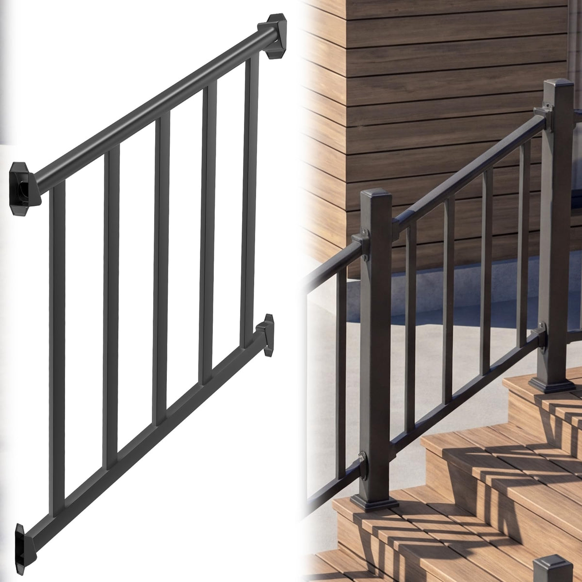 Black 3 Ft W Deck Railing Kit with Screws B1717