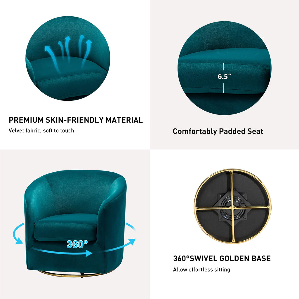 Set of 2 Velvet Swivel Barrel Chair F696251