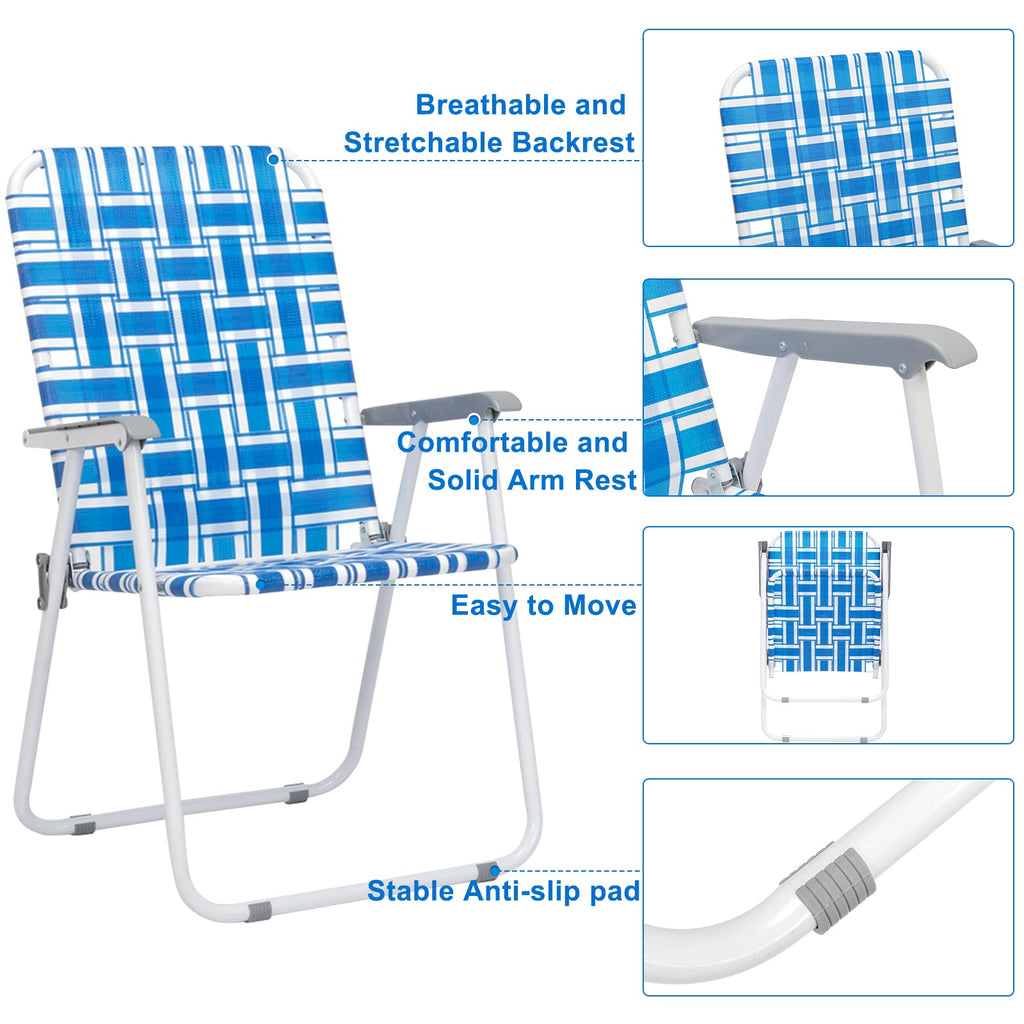 Blue Set of 2 Webbed Folding Patio Chairs Z85615