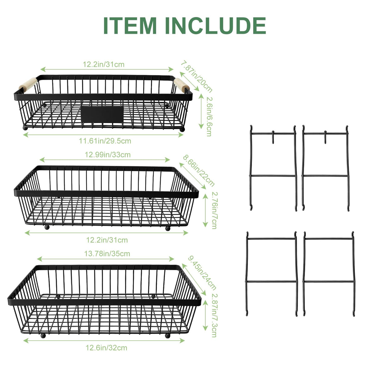 3 Tier Black Mesh Fruit Basket with 2 Banana Hangers Z4901