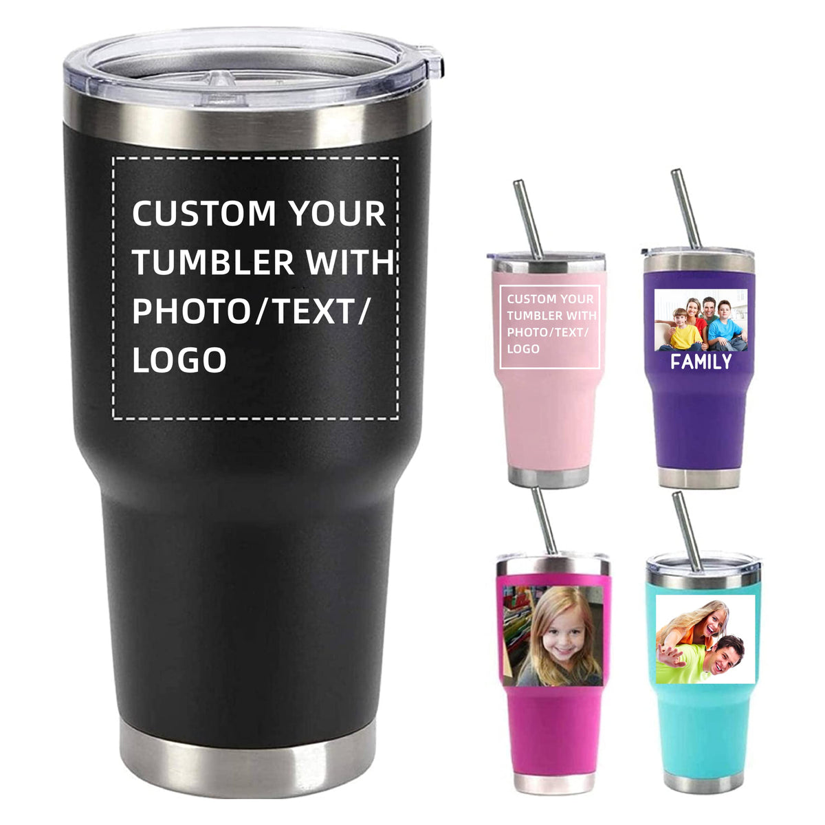 20oz/30oz Stainless Steel Tumbler with Lid & Straw S665813