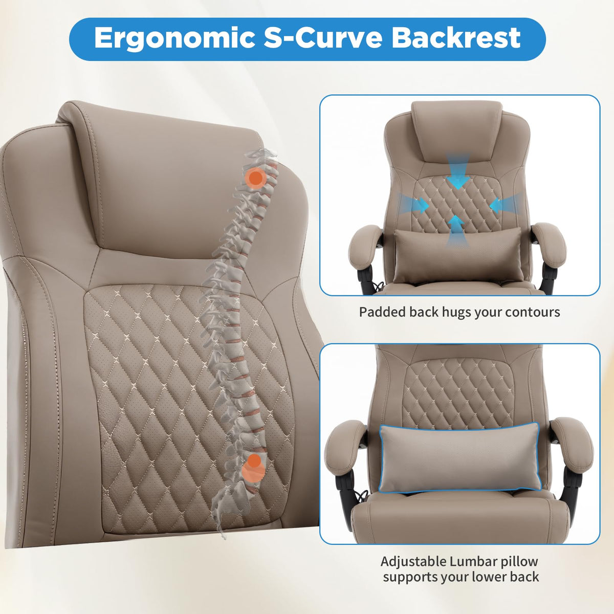 3D Kneading Massage Plus Size Office Chair C842